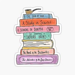Sherlock Holmes Book Stack sticker
