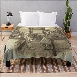Sherlock Holmes and Dr. John Watson Vintage Illustration Throw Blanket