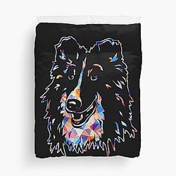 Cool Awesome Shetland Sheepdog Geometric Duvet Cover