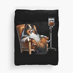 Funny Shetland Sheepdog Coffee Drink Duvet Cover