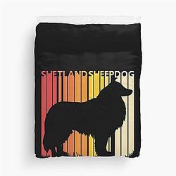 Shetland Sheepdog Breed Silhouette Duvet Cover