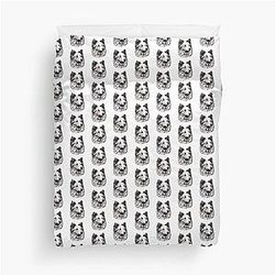 Black and White Shetland Sheepdog Portrait Duvet Cover