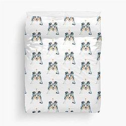 Watercolor Blue Merle Shetland Sheepdog Duvet Cover