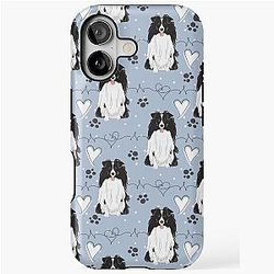 LOVE Black White Shetland Sheepdog Dog Tough iPhone Case