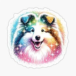 Glitter Shetland Sheepdog Face Sticker