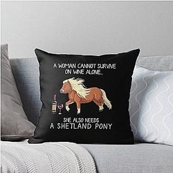 Shetland Pony Horse Wine Funny Throw Pillow