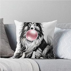 Funny Shetland Sheep Dog Vintage Dog Mom Dad Throw Pillow