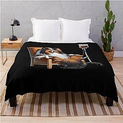 Funny Shetland Sheepdog Coffee Drink Lover Throw Blanket