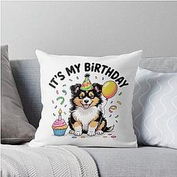 Shetland Sheepdog Birthday Throw Pillow