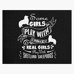 Real Girls Play with Shetland Sheepdog Jigsaw Puzzle