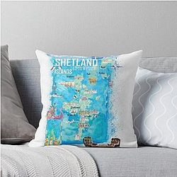 Shetland Islands Illustrated Travel Map with Tourist Highlights Plus