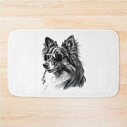 Cool Shetland Sheepdog Sunglasses Bath Mat