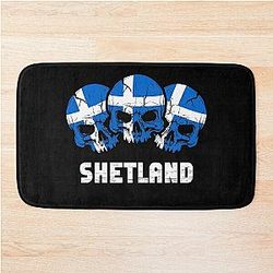 Shetland Flag Skull Text Bath Mat