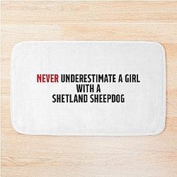 Funny Shetland Sheepdog girl Bath Mat