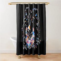 Cool Shetland Sheepdog Geometric Shower Curtain