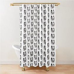 Black and White Shetland Sheepdog Shower Curtain