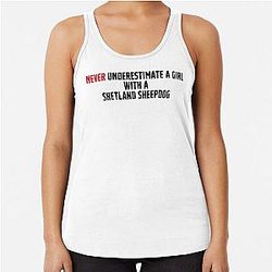 Funny Shetland Sheepdog girl Racerback Tank Top