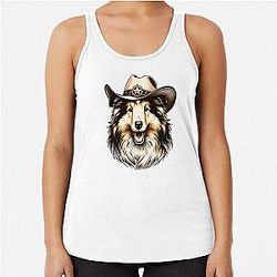 Retro Western Shetland Sheepdog Racerback Tank Top