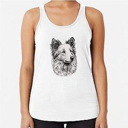 Black Shetland Sheepdog Portrait Racerback Tank Top