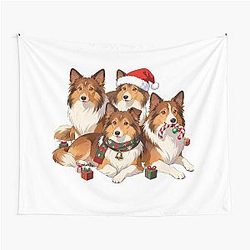 Shetland Sheepdog Merry Christmas Velvet Tapestry