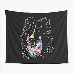Cool Shetland Sheepdog Geometric Tapestry
