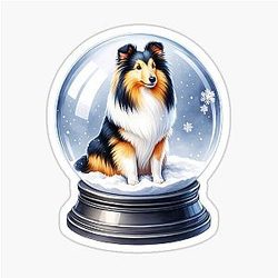 Shetland Sheepdog Snow Globe Winter Sticker