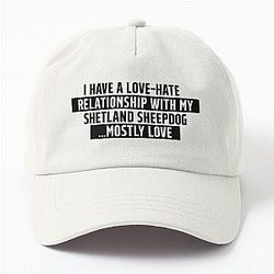 Funny Shetland Sheepdog love hate relationship quote dad hat