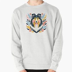 Cute Floral Shetland Sheepdog Pullover Hoodie