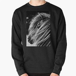 Portraits of Shetland Ponies Monochrome Pullover Sweatshirt
