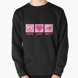 Shetland Pony Horse Peace Love Girl Pink Pullover Sweatshirt