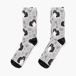 Cute White Sheltie Dog Sock