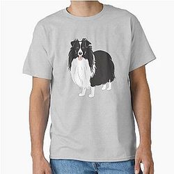 Cute Black White Sheltie Shetland Sheepdog Classic T-Shirt