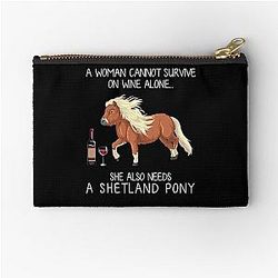 Shetland Pony horse wine funny Zipper Pouch