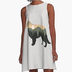Shetland Sheepdog Forest Mountain Sunset Sheltie A-Line Dress