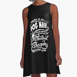 No Dog Hair It's Shetland Sheepdog Glitter A-Line Dress