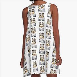 Blue Shetland Sheepdog A-Line Dress