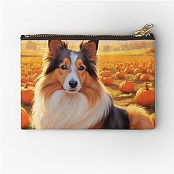 Shetland Sheepdog At Sunset Zipper Pouch