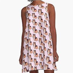 Cute Shetland Sheepdog Kawaii A-Line Dress