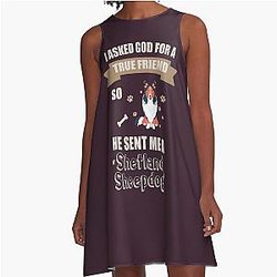 I Love My Shetland Sheepdog Gift A-Line Dress