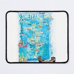 Shetland Islands Illustrated Travel Map with Tourist Highlights Mouse Pad