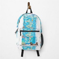 Shetland Islands Illustrated Travel Map With Tourist Highlights Backpack