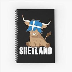 Spiral Notebook - Isle of Shetland Flag - Scottish Highland Cow - Scottish Island Gift for Men or Women
