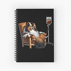 Funny Shetland Sheepdog Coffee Dog Lover Spiral Notebook