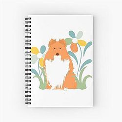 Shetland Sheepdog Floral Spiral Notebook