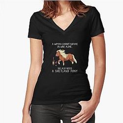 Shetland Pony T-Shirt Fitted V-Neck