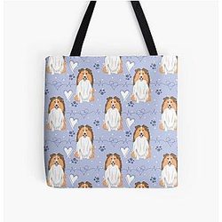 LOVE Sheltie Dog Shetland Sheepdog All Over Print Tote Bag