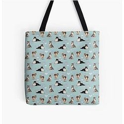 The Shetland Sheepdog in Blue All Over Print Tote Bag