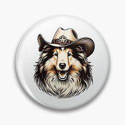 Retro Western Shetland Sheepdog Pin