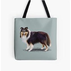 Tri Shetland Sheepdog Sheltie Print Tote Bag
