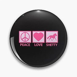 Shetland Pony Horse Peace Love Girl Pink Pin